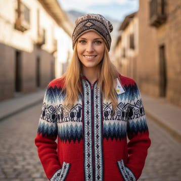Alpaca trui dames, Peruvian zip up sweater adults, Kleding | Dames, Truien en Vesten, Overige kleuren, Verzenden, Maat 42/44 (L)