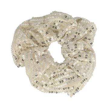 Haarelastiek Scrunchie – Glitter Stof – Pailletten – Beige, Sieraden, Tassen en Uiterlijk, Nieuw