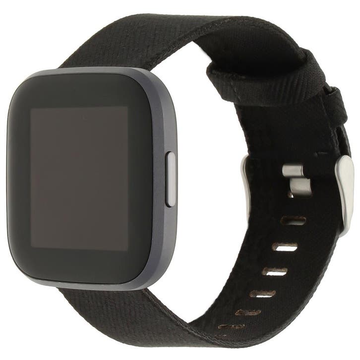 Fitbit Versa Nylon Gesp Band - Zwart - ML Horlogeband, Sieraden, Tassen en Uiterlijk, Overige Accessoires, Nieuw, Verzenden