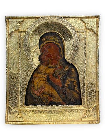 Icoon - Moeder Gods van Vladimir - Sec. XVIII - Tempera op