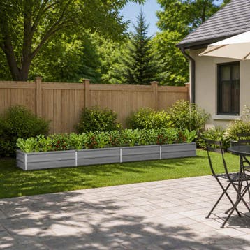 vidaXL Verhoogd Tuinbed Grijs 320 x 40 x 24 cm koudgewalst, Minder dan 30 cm, Verzenden, Minder dan 60 cm, Nieuw