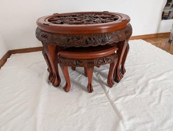 Tafel - Hout - Italië - Houtsnijwerk