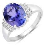 Ring - 14 karaat Witgoud - 4.17ct. tw. Tanzaniet - Diamant -, Nieuw