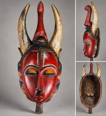 Veelkleurig hoornmasker - Yaure - Ivoorkust (Zonder