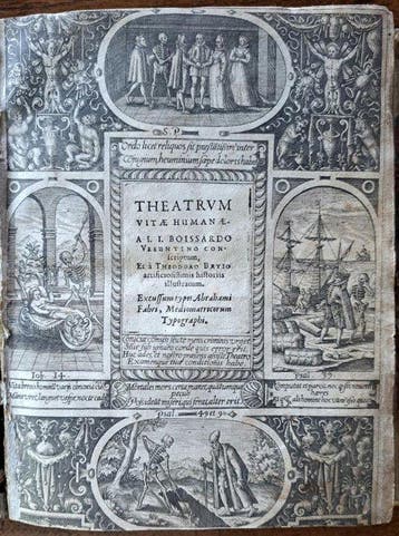 BOISSARD- DE BRY - Theatrum vitae humanae.- Rare Emblem, Antiek en Kunst