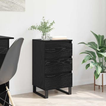 vidaXL Dressoir Zwart eiken Bewerkt hout, Verzenden, Nieuw, Overige houtsoorten, Minder dan 50 cm