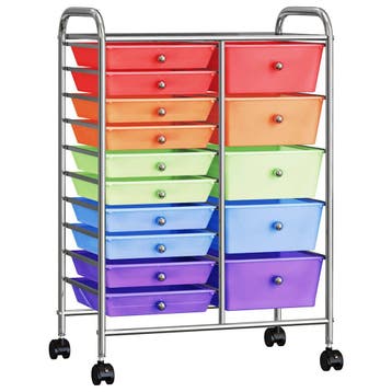vidaXL Opbergtrolley met 15 lades mobiel XXL kunststof, Verzenden, Nieuw