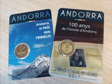 Andorra. 2 Euro 2017 Hymne dAndorre + Pireneus (2