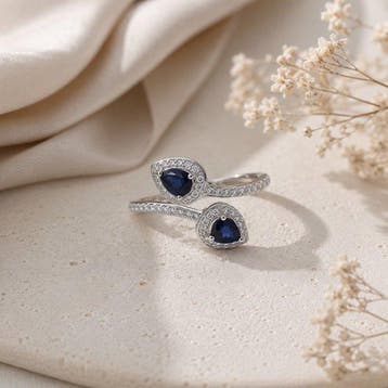 Zonder minimumprijs - Ring Verguld Saffier - 18kt, Nieuw