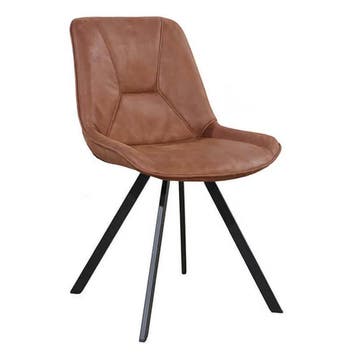 Stoelen | CARMEN | Leer/Metaal | Camel | Zwarte Poten |, Verzenden, Nieuw in verpakking