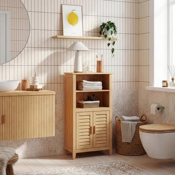 Dressoir Rirg bamboe 92x50x25 cm naturel [en.casa], Verzenden, Nieuw