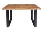 Massief houten eettafel IRON CRAFT 140cm naturel zwarte, Ophalen of Verzenden, Nieuw