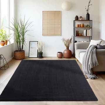 Wasbaar Vloerkleed | Sky | Uni | Zwart | 240x340 cm, Verzenden, Nieuw