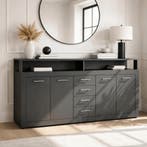 Dressoir  190 cm Breed Antraciet Antraciet (Dressoirs), Huis en Inrichting, Kasten | Dressoirs, Verzenden, 150 tot 200 cm, Nieuw