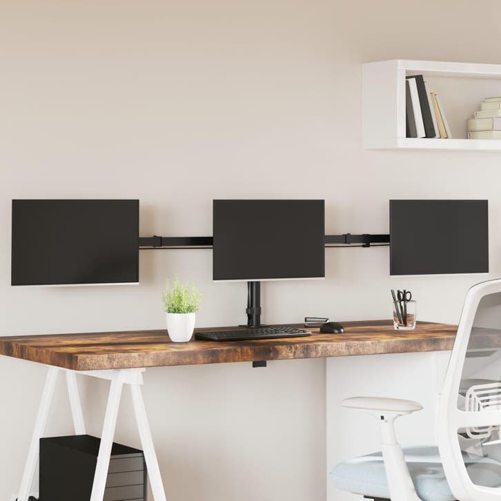 vidaXL Monitorstandaard drieubbel VESA 75/100 mm staal zwart, Audio, Tv en Foto, Televisie-accessoires, Nieuw, Verzenden
