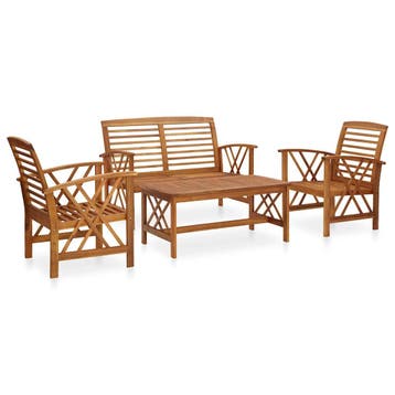 vidaXL 4-delige Loungeset massief acaciahout, Verzenden, Nieuw, Hout, Loungeset