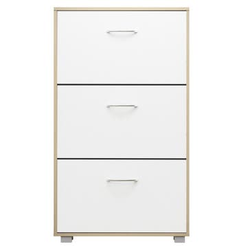 Schoenenkast Eiken-Wit 115x60x24cm 3 Kleppen (Meubelen), Verzenden