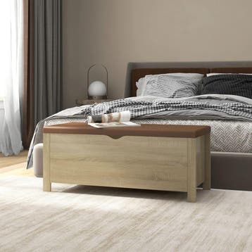 vidaXL Opbergbox met kussen 105x40x45cm bewerkt hout sonoma, Verzenden, Nieuw