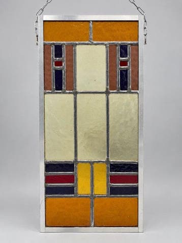 Glas-in-loodraam - 1930-1940 - geometrische compositie