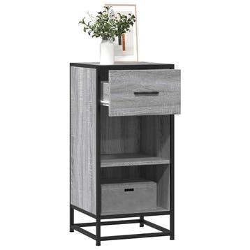 vidaXL Dressoir 35,5x35x76 cm bewerkt hout en metaal grijs, Verzenden, Nieuw, Overige houtsoorten, Minder dan 50 cm