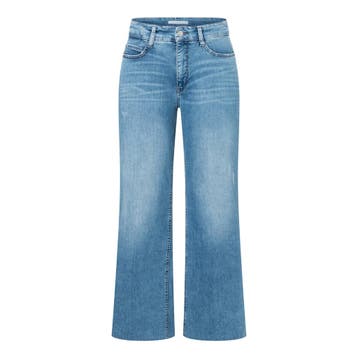MAC • blauwe Wide fringe jeans • 36, MAC, Verzenden, Nieuw, Blauw