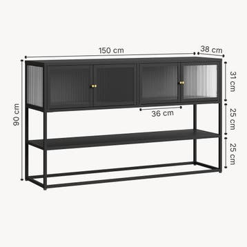 Sideboard Säkylä 150x38x90 cm zwart [en.casa], Verzenden, Nieuw