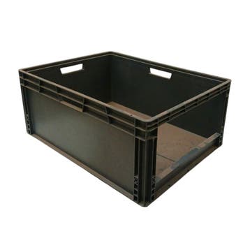 Magazijnbak, 800x600x340 mm, euronorm, zwart kunststof,, Ophalen of Verzenden