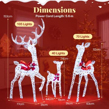 2dekans | Coast 3-delige LED Rendierfamilie Kerstdecoratie –, Ophalen of Verzenden, Zo goed als nieuw