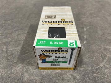 Veiling - 5x Woodies spaanplaatschroef 5,0x60mm rvs TX25 200, Nieuw
