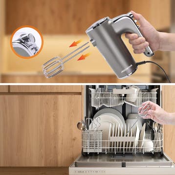 Handmixer - 5 Snelheden met Turbo - RVS Deeghaken & Gardes -, Verzenden, Zo goed als nieuw