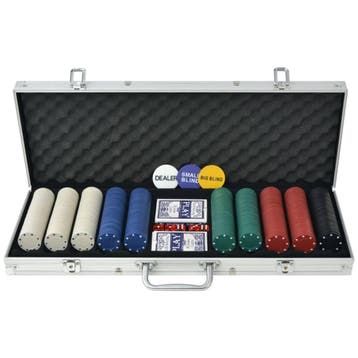 vidaXL Pokerset met 500 chips aluminium, Verzenden, Nieuw