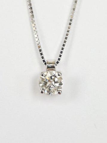 Ketting met hanger - 14 karaat Witgoud - 0.62ct. tw. Diamant