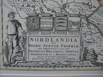 Zweden - Scandinavië; original colored antique map Frederik, Nieuw