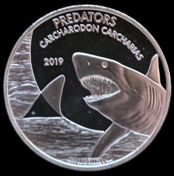 Congo Predators Carcharodon Carcharias 1 oz 2019, Verzenden, Overige landen, Losse munt, Zilver
