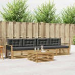 vidaXL Buiten bankenset met kussen 5 pcs Wit en, Huis en Inrichting, Verzenden, Nieuw