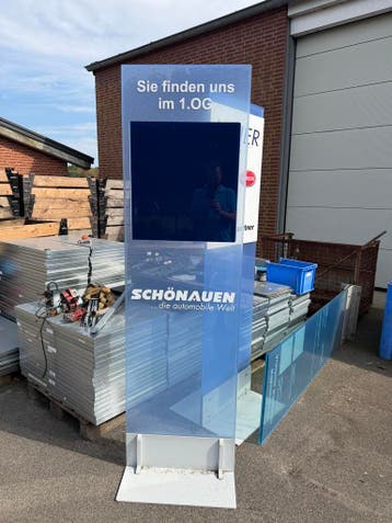 Glazen reclamezuil / reclametotem – 210 x 60 cm, Ophalen