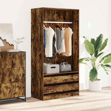 vidaXL Kledingkast 100x50x200 cm bewerkt hout gerookt, Verzenden, Nieuw