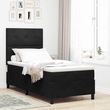 vidaXL Boxspringbed met hoofdeinde Zwart 90 x 190 cm Fluweel, Verzenden, Nieuw, Zwart, Stof