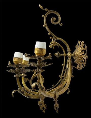 Wandlamp - Neogotiek - Brons - waterspuwer, Antiek en Kunst