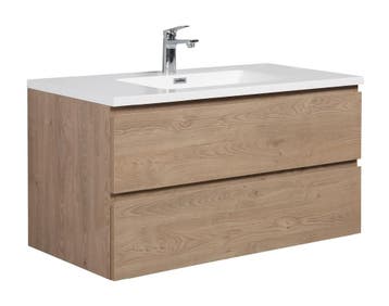 Badkamermeubel Set Angela 100cm Kastanje Badmeubel, Verzenden, Nieuw, Wastafelkast