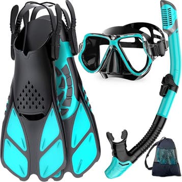 Zwemvliezen Verstelbaar | 3-in-1 Set | Laatste Stuk!, Watersport en Boten, Snorkelen, Ophalen of Verzenden, Gebruikt, Snorkelset