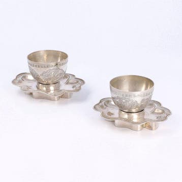 (Miniatuur) - Kop en schotel - .900 zilver