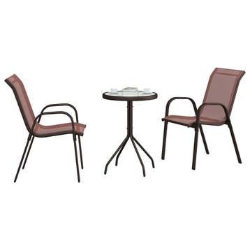vidaXL Tuin Bistro Set 3 pcs Bruin Staal, Verzenden, Nieuw, Rvs, 3 zitplaatsen