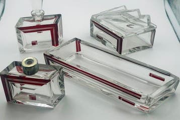 Karl Palda Art Deco Crystal Glass Dressing Table Set-4, 1920
