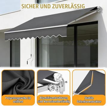 Verdego Markies met scharnierarm, 300 x 250 cm, knikarm met, Verzenden, Zo goed als nieuw