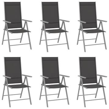 vidaXL Klapstoelen 6 stuks Textilene Zwart, Verzenden, Nieuw, Aluminium