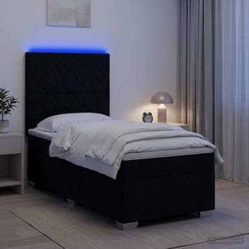 vidaXL Boxspringbed met matras met hoofdeinde Zwart 100 x, Verzenden, Nieuw, Eenpersoons, Zwart