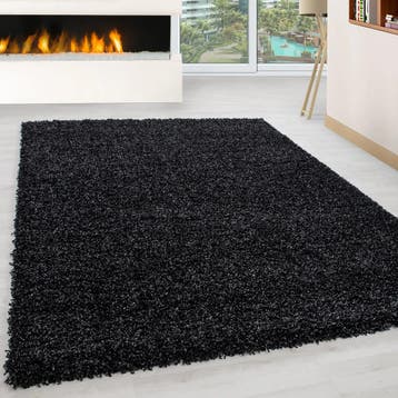 Hoogpolig Vloerkleed | Shaggy | Life | Antraciet | 80x250 cm, Verzenden, Nieuw