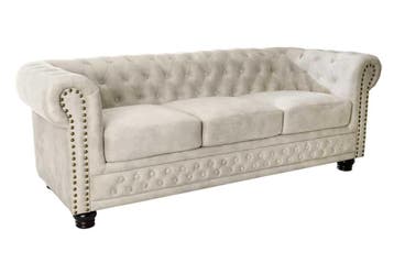 Chesterfield 3-zitsbank 200cm fluweel champagne 3-zits met, Huis en Inrichting, Ophalen of Verzenden, Nieuw