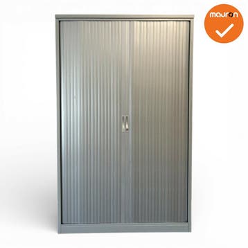 TDS Roldeurkast - 196x120x45cm - Zilvergrijs met kunststo..., Werkplek, Ophalen of Verzenden, Gebruikt, Kast